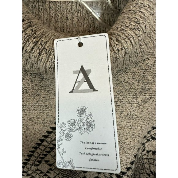 AZ Cape Poncho With Sleeves Tan With Boho Aztec Design - Picture 7 of 13